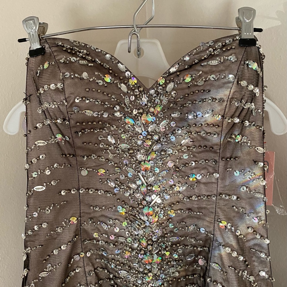 Black and Beige Prom Dress